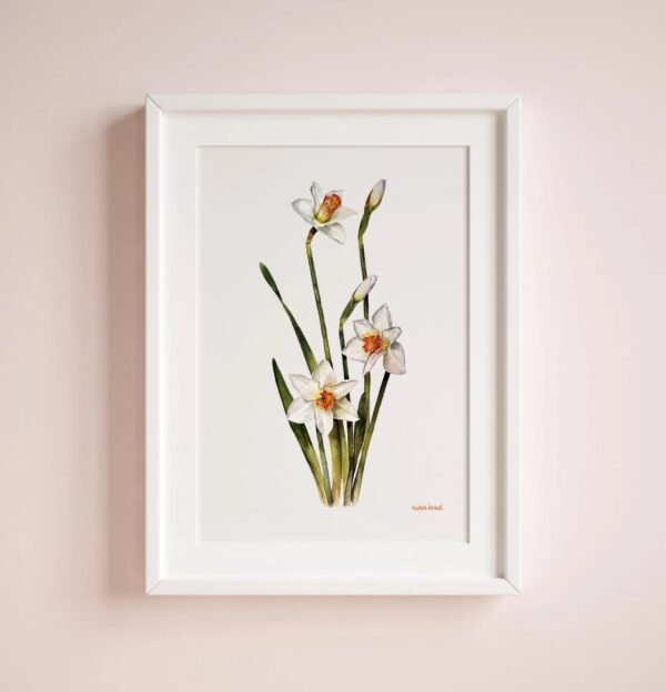 Print Flores Narcisos Acuarela